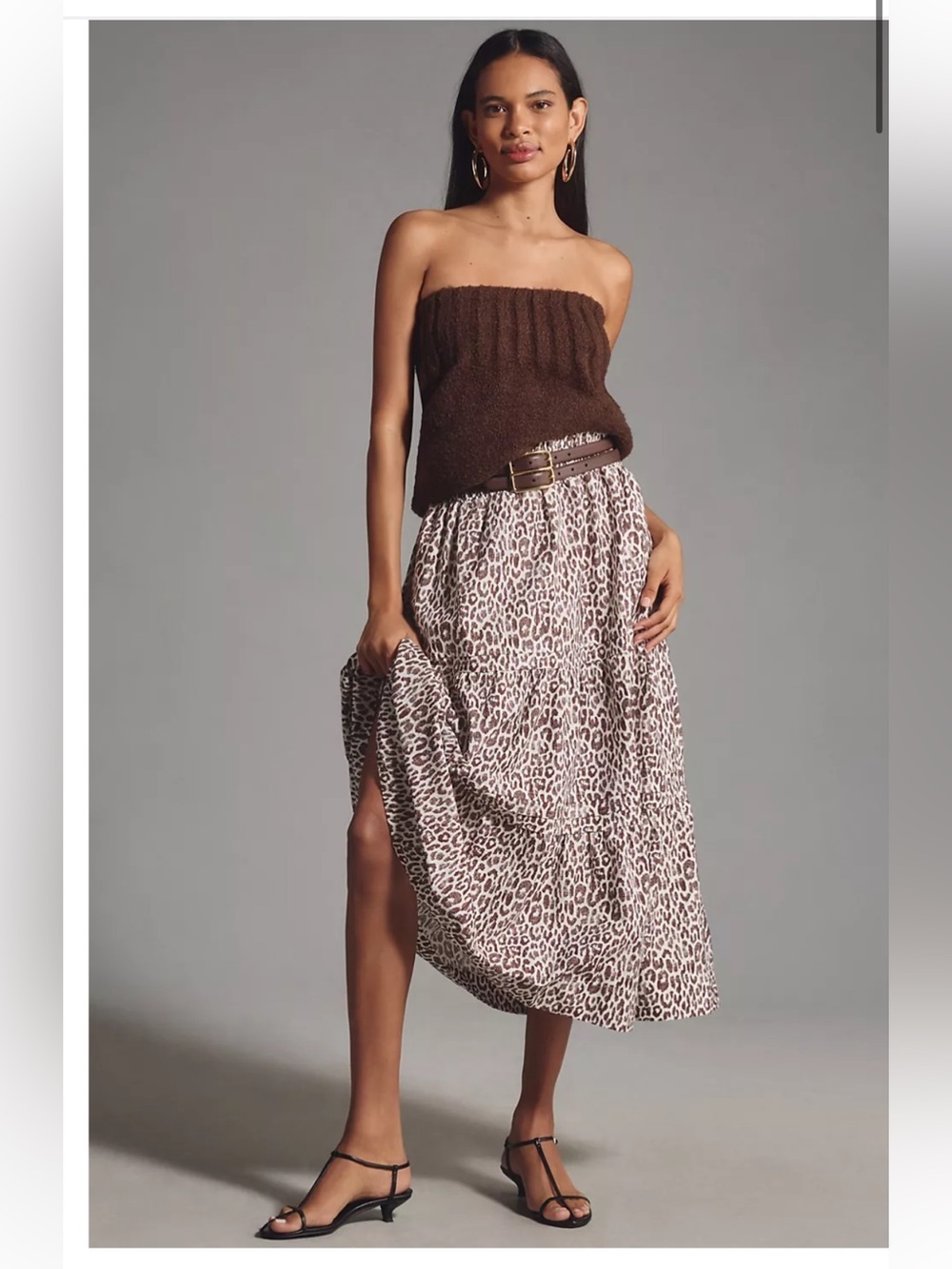 ANTHROPOLOGIE The Somerset Maxi Skirt In Brown Animal Print Size Large NWT - Picture 1 of 11